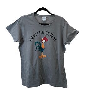 Disney Moana HeiHei I'm In Charge Here Portrait Shirt Womens L Lightweight Gray
